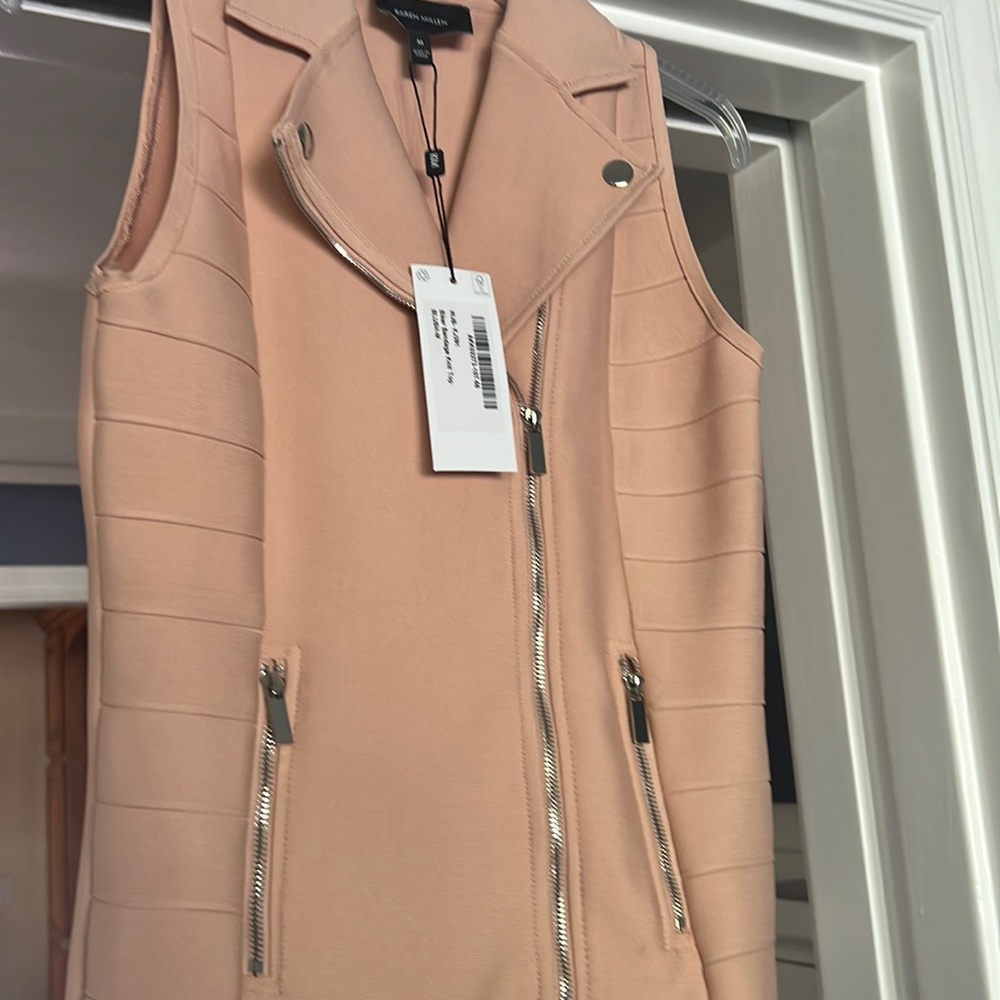 Karen Mullen blush biker vest -med-NWT